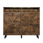 Rangement à chaussures, Meuble de rangement à chaussures autoportant avec 4 tiroirs basculants et design de porte de grange, Commode à chaussures étroite et mince, pour entrée, hall, couloir