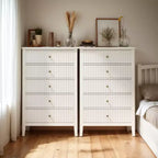 Commode haute cannelée à 3 ou 5 tiroirs avec coulisses silencieuses – Chambre et entrée
