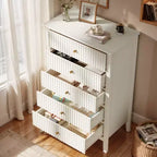 Commode haute cannelée à 3 ou 5 tiroirs avec coulisses silencieuses – Chambre et entrée