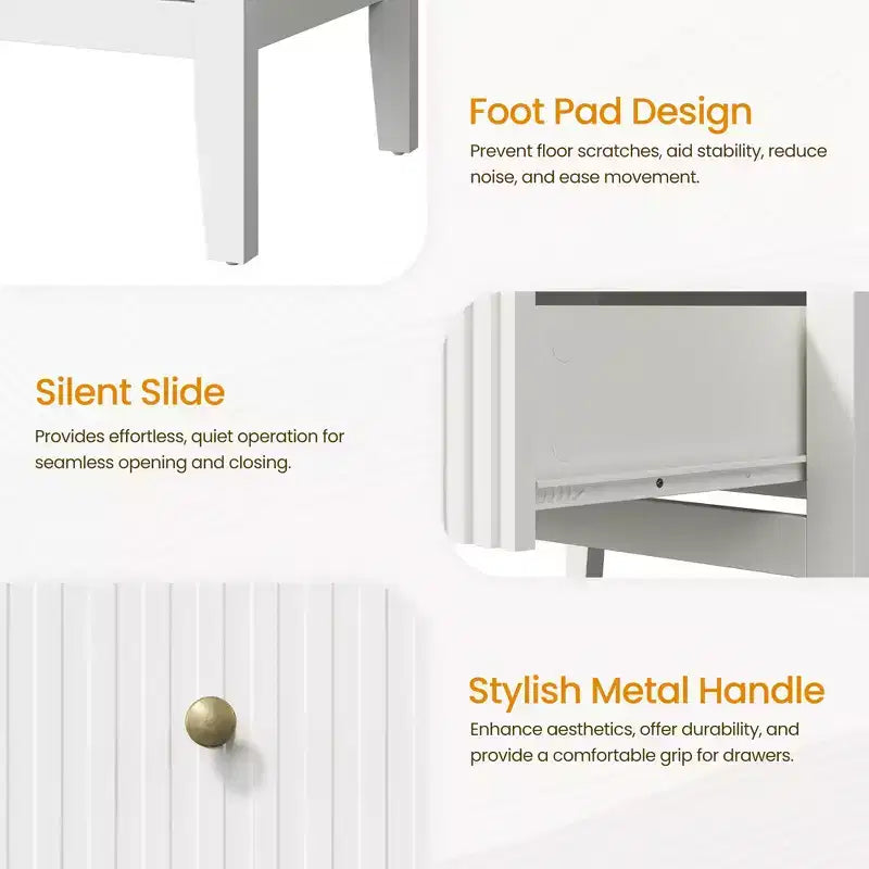 Commode haute cannelée à 3 ou 5 tiroirs avec coulisses silencieuses – Chambre et entrée