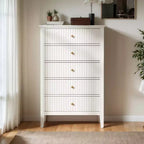 Commode haute cannelée à 3 ou 5 tiroirs avec coulisses silencieuses – Chambre et entrée