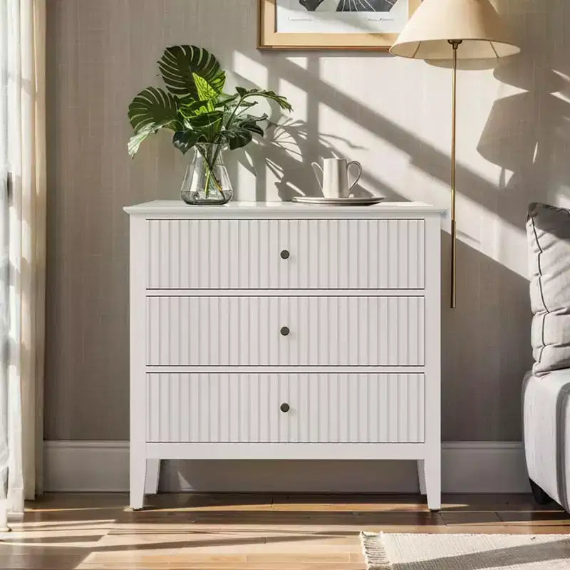 Commode haute cannelée à 3 ou 5 tiroirs avec coulisses silencieuses – Chambre et entrée