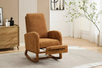 Okak Rocking Accent Chair Living Room Chair with High Back Glider and Side Pocket Retractable Footrest Armchair for Bedroom Nursery