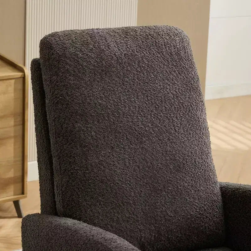 Fauteuil à bascule avec dossier haut, poche latérale et repose-pieds rétractable