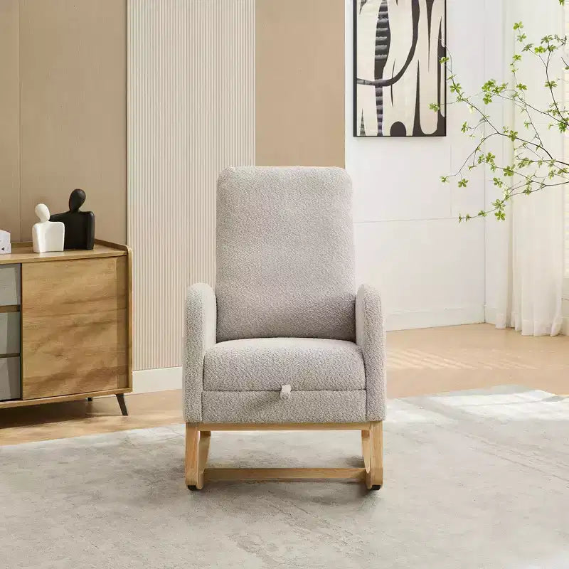 Fauteuil à bascule avec dossier haut, poche latérale et repose-pieds rétractable