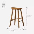 Tabouret de bar en bois sans dossier de 76 cm avec assise en forme de selle – Cuisine et îlot de cuisine