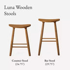 Tabouret de bar en bois sans dossier de 76 cm avec assise en forme de selle – Cuisine et îlot de cuisine
