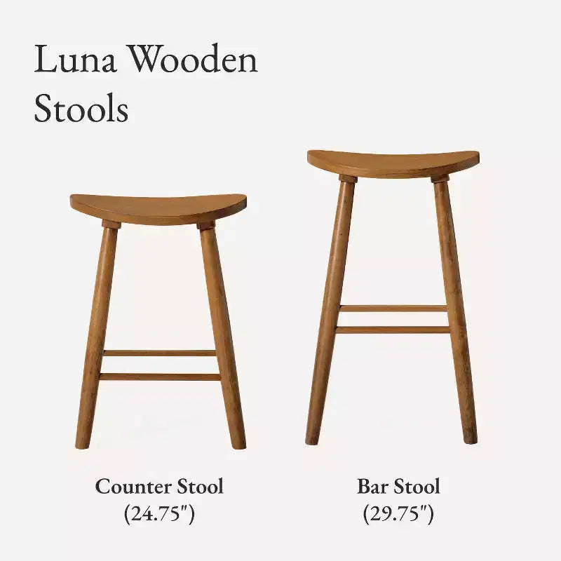Tabouret de bar en bois sans dossier de 76 cm avec assise en forme de selle – Cuisine et îlot de cuisine