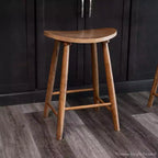 Tabouret de bar en bois sans dossier de 76 cm avec assise en forme de selle – Cuisine et îlot de cuisine