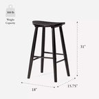 Tabouret de bar en bois sans dossier de 76 cm avec assise en forme de selle – Cuisine et îlot de cuisine