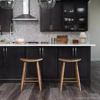 Tabouret de bar en bois sans dossier de 76 cm avec assise en forme de selle – Cuisine et îlot de cuisine