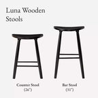 Tabouret de bar en bois sans dossier de 76 cm avec assise en forme de selle – Cuisine et îlot de cuisine