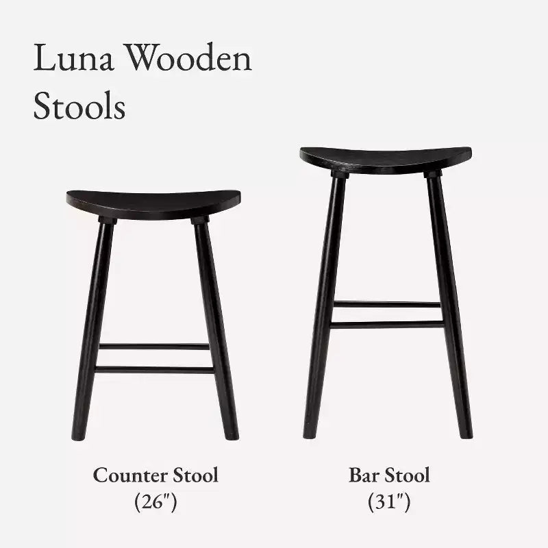 Tabouret de bar en bois sans dossier de 76 cm avec assise en forme de selle – Cuisine et îlot de cuisine