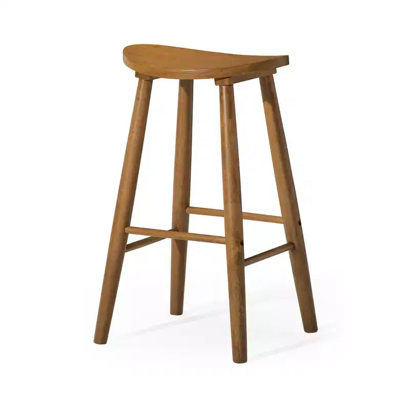 Tabouret de bar en bois sans dossier de 76 cm avec assise en forme de selle – Cuisine et îlot de cuisine