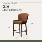 Tabouret de comptoir à dossier haut 26" avec revêtement en similicuir et cadre en bois