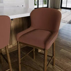 Tabouret de comptoir à dossier haut 26" avec revêtement en similicuir et cadre en bois