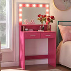 Okak 2-Tier Vanity Dresser with Touch Lights, 3 Brightness Levels, Large Drawer & Compact Makeup Table for Small Bedrooms