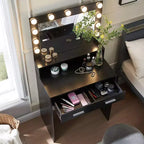 Coiffeuse 2 niveaux avec miroir tactile LED et grand tiroir – Rose