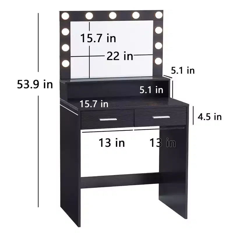 Coiffeuse 2 niveaux avec miroir tactile LED et grand tiroir – Rose