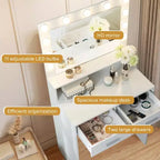 Coiffeuse 2 niveaux avec miroir tactile LED et grand tiroir – Rose