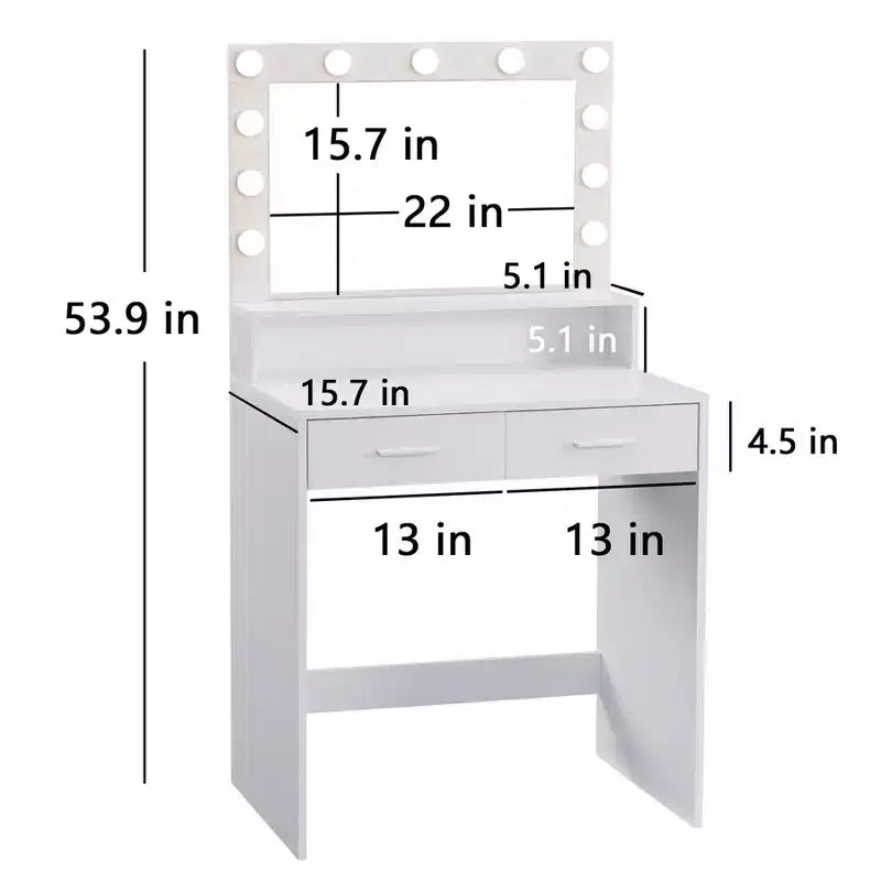 Coiffeuse 2 niveaux avec miroir tactile LED et grand tiroir – Rose