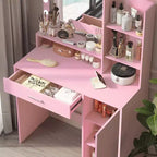 Coiffeuse 2 niveaux avec miroir tactile LED et grand tiroir – Rose