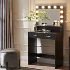 Coiffeuse 2 niveaux avec miroir tactile LED et grand tiroir – Rose