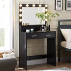 Coiffeuse 2 niveaux avec miroir tactile LED et grand tiroir – Rose