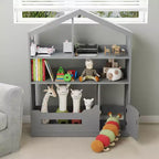 Étagère à Livres pour Enfants, Organisateur de Rangement de Jouets, Bibliothèque en Bois pour Enfants avec Lumière à Détecteur de Mouvement, Bibliothèque Maison de Poupée pour Salle de Jeux Chambre d'Enfant Crèche Salle de Classe