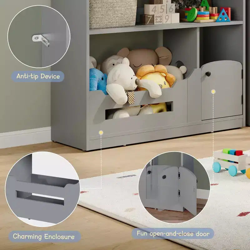 Étagère à Livres pour Enfants, Organisateur de Rangement de Jouets, Bibliothèque en Bois pour Enfants avec Lumière à Détecteur de Mouvement, Bibliothèque Maison de Poupée pour Salle de Jeux Chambre d'Enfant Crèche Salle de Classe