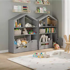 Étagère à Livres pour Enfants, Organisateur de Rangement de Jouets, Bibliothèque en Bois pour Enfants avec Lumière à Détecteur de Mouvement, Bibliothèque Maison de Poupée pour Salle de Jeux Chambre d'Enfant Crèche Salle de Classe