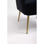 Fauteuil d'appoint en velours Mid-Century avec pieds en bois doré