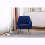 Fauteuil d'appoint en velours Mid-Century avec pieds en bois doré