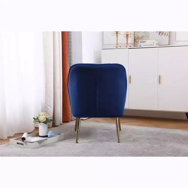 Fauteuil d'appoint en velours Mid-Century avec pieds en bois doré