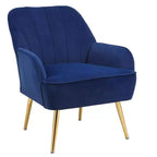 Fauteuil d'appoint en velours Mid-Century avec pieds en bois doré
