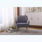 Fauteuil d'appoint en velours Mid-Century avec pieds en bois doré
