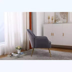 Fauteuil d'appoint en velours Mid-Century avec pieds en bois doré