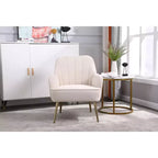 Fauteuil d'appoint en velours Mid-Century avec pieds en bois doré