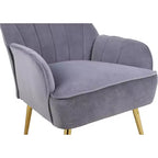 Fauteuil d'appoint en velours Mid-Century avec pieds en bois doré