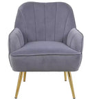 Fauteuil d'appoint en velours Mid-Century avec pieds en bois doré