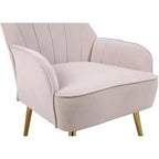 Fauteuil d'appoint en velours Mid-Century avec pieds en bois doré