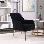 Fauteuil d'appoint en velours Mid-Century avec pieds en bois doré