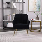 Fauteuil d'appoint en velours Mid-Century avec pieds en bois doré