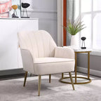 Fauteuil d'appoint en velours Mid-Century avec pieds en bois doré