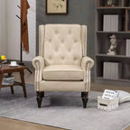 Fauteuil d'appoint capitonné en similicuir avec pieds en bois – Capacité de 113 kg