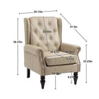 Fauteuil d'appoint capitonné en similicuir avec pieds en bois – Capacité de 113 kg