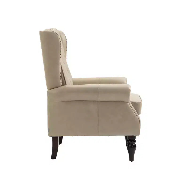 Fauteuil d'appoint capitonné en similicuir avec pieds en bois – Capacité de 113 kg