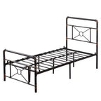 Karl Home Twin Size Modern Water Pipe Iron Bed Frame with Cross Design