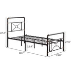 Cadre de lit simple industriel en fer avec motif en croix – Sommier plateforme