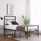 Cadre de lit simple industriel en fer avec motif en croix – Sommier plateforme